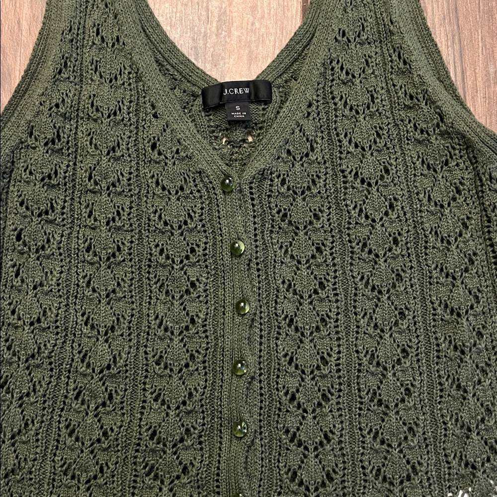 J. Crew Olive Knit Button-Up Tank Top - Picture 3 of 9